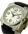 BR01-92 in Steel on Black Calfskin Strap with White Dial