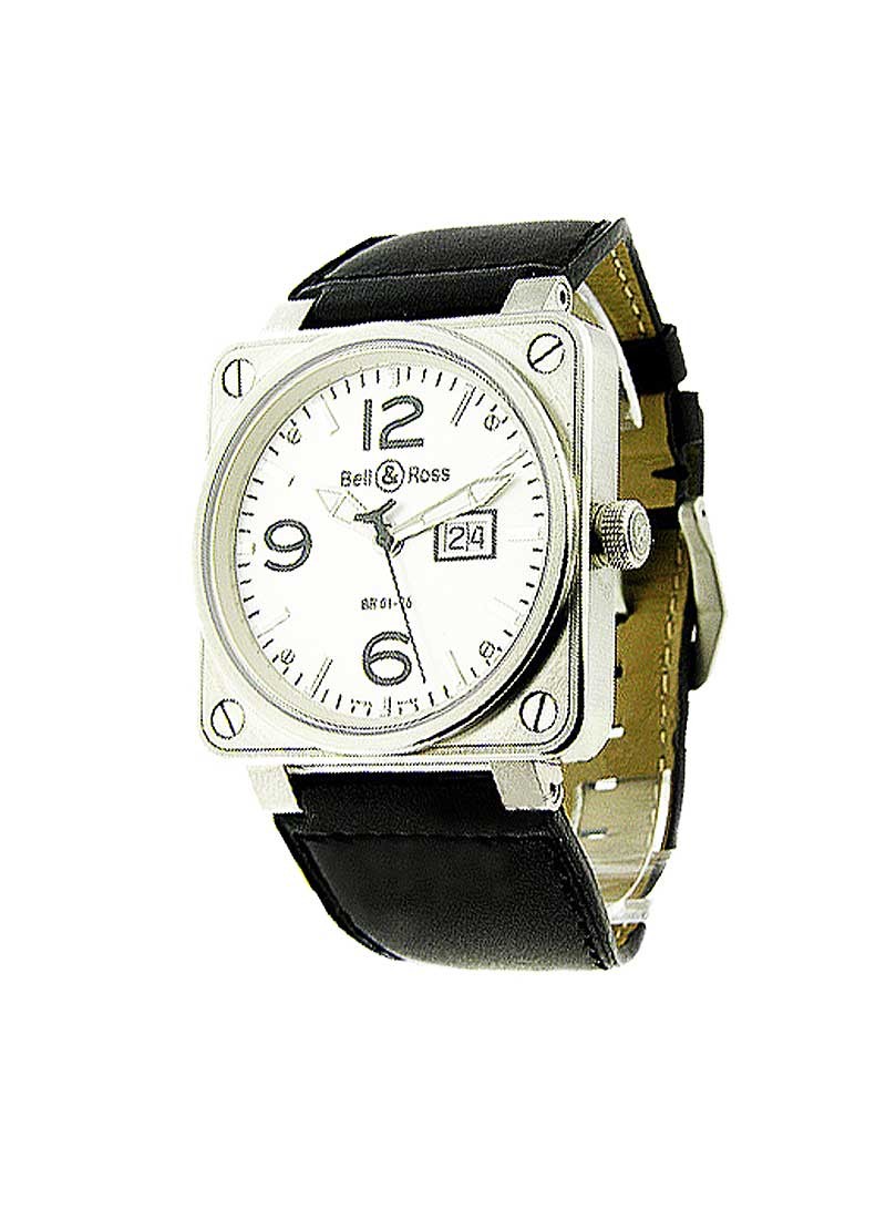 BR 01 96 WHT LS Bell Ross BR 01 96 46mm Big Date Essential Watches