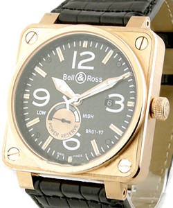 BR 01-97 Power Reserve in Rose Gold on Black Leather Strap with Black Dial