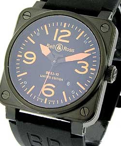 BR03-92 Automatic Limited Edition in PVD Steel on Black Rubber Strap with Black Dial