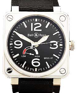 BR01-97 Power Reserve in Steel  on Sythetic Canvas Strap with White Dial