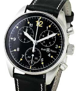 Vintage 120 Chronograph Steel on  Strap with Black Dial 