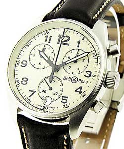 Vintage 120 Chronograph Steel on Strap with Beige Dial 