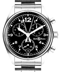 Vintage 120 Chronograph Quartz in Steel Steel on Bracelet with Black Dial