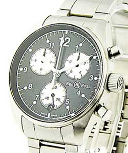Vintage 120 Chronograph Black Dial with White Sub Dials on Bracelet