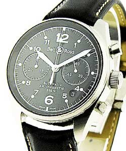 Vintage 126 Chronograph - Old Style Steel on Strap with Black Dial