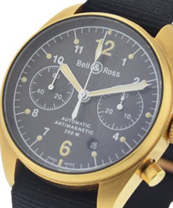 Vintage 126 Chronograph in Yellow Gold on Black Leather Strap with Black Dial