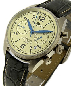 Vintage 126 Chronograph White Gold on Strap with Ivory Dial