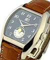 Richeville Big Date with Moon Phase in White Gold On Brown Leather Strap with Blue Dial - Discontinued
