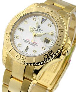 Yachtmaster in Yellow Gold on Yellow Gold Oyster Bracelet with MOP Serti Dial
