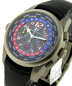 World Time Chronograph in Titanium on Black Rubber Strap with Black Dial