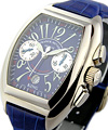  King Conquistador Chronograph White Gold on Strap with Blue Dial