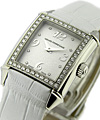 Lady's Vintage 1945 in Steel with Diamond Bezel on White Alligatoir Leather Strap with Silver Diamond Dial