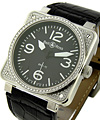 BR 01-92 in Steel with Diamond Bezel on Black Leather Strap with Black Dial