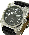BR 01-92 in Steel with Diamond Bezel on Black Leather Strap with Black Dial