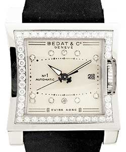 Bedat No.1 in Steel with Diamond Bezel on Black Satin Strap with Diamond Dial