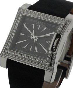 Bedat No.1 in Steel with Diamond Case on Black Satin Strap with Black Dial