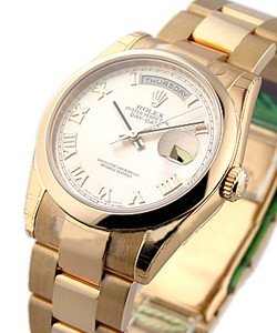 President Day Date 36mm in Rose Gold with Smooth Bezel on Oyster Bracelet with Pink Roman Dial