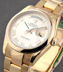 President Day Date 36mm in Rose Gold with Smooth Bezel on Oyster Bracelet with Pink Roman Dial