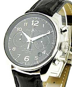 Vintage 126 Chronograph Steel on Black Crocodile Strap 