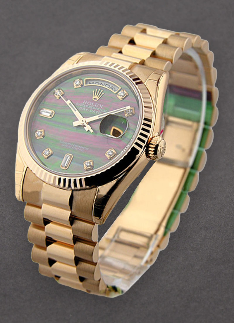 Rolex Unworn President 36mm Day-Date in Rose Gold with Fluted Bezel