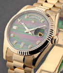 President 36mm Day-Date in Rose Gold with Fluted Bezel on President Bracelet with Black MOP Diamond Dial