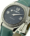Mystery Diamond - 1 Row Diamond Bezel Steel on Aqua Strap with Black Dial 