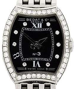 No. 3 in Stainless Steel with Diamond Bezel on Steel Bracelet with Black Diamond Dial