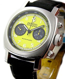 FER 011 - Ferrari Chronograph - GrandTurismo in Steel on Black Calfskin Leather with Yellow Dial - Only 700pcs Produced