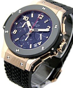 Big Bang 41mm in Rose Gold with Ceramic Bezel on Black Rubber Strap with Black Dial