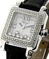 Happy Sport with 2 Row Diamond Bezel White Gold - Small Size on Strap