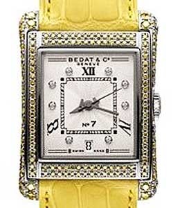 No. 7 in Steel with Diamond Bezel on Yellow Leather Strap with White Dial