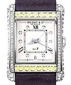 No. 7 in Steel with Diamond Bezel on Black Satin Strap with White Dial