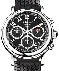Mille Miglia Chronograph in Steel on Black Rubber Strap with Black Dial