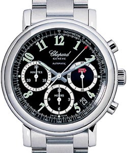 Mille Miglia Chronograph in Steel  On Bracelet with Black Dial 