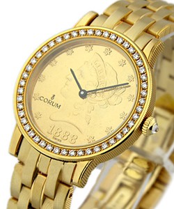 $10 Gold Coin Watch - circa 1888 - Diamond Bezel 18KT Yellow Gold on Bracelet with 22KT Gold Coin Dial