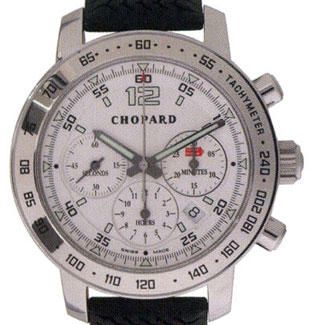 Mille Miglia Chronograph Steel on Rubber Strap with White Dial 