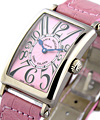 Lady's WG Large Size  Long Island on Strap 18KT White Gold Case - Pink Dial