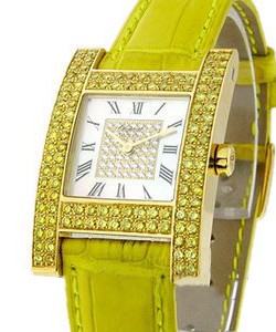 H-Watch in Yellow Gold Diamond Case  on Yellow Gold Strap and Mother Of Pearl Dial