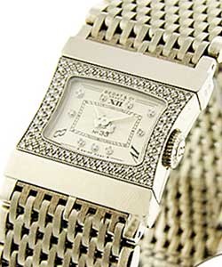 No.33 in White Gold with Diamond Bezel on White Gold Bracelet with Silver and Diamonds Dial