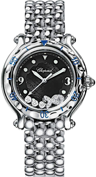 Happy Fish in Stainless Steel on Steel Bracelet with Black Dial