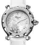 Happy Sport Snowflakes in White Gold with Diamond Bezel on White Crocodile Leather Strap with White Dial
