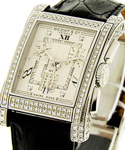 No.7 Chronograph in White Gold with Diamond Bezel on Black Leather Strap with Silver Diamond Dial