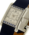 No.7 in Steel with Sapphire Bezel on Blue Satin Strap with Silver Dial