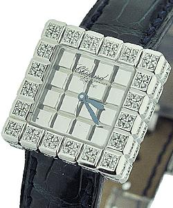 Ice Cube in White Gold with Custom Added 2 Row Diamond Bezel on Black Leather Strap with Mirror Dial