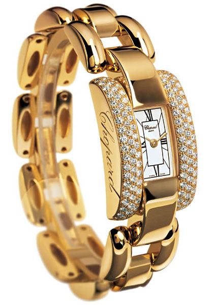 La Strada in Yellow Gold with Diamond Bezel on Yellow Gold Bracelet with White Dial