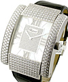 La Strada with Pave Diamond Case  Large Size White Gold on Strap with MOP Diamond Dial 