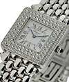 Classique Square in White Gold with 3 Row Diamond Case  on Bracelet with White Roman Dial 