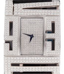 Montres Dame With Pave Diamond Dial White Gold on Strap with Diamond Buckle Bezel