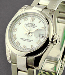 Datejust Ladies 26mm in Steel with Domed Bezel on Steel Oyster Bracelet with White Roman Dial